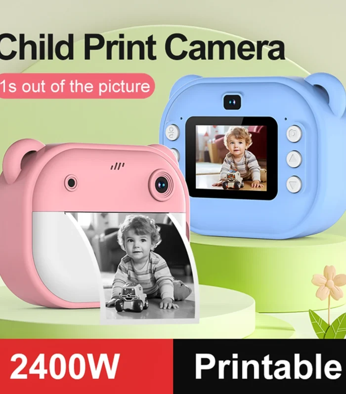 Kids Instant Print Camera Kids Camera 1080P Digital Camera with Dual Lens 2 Inch Screen Built-in Battery Picture Frames Thermal