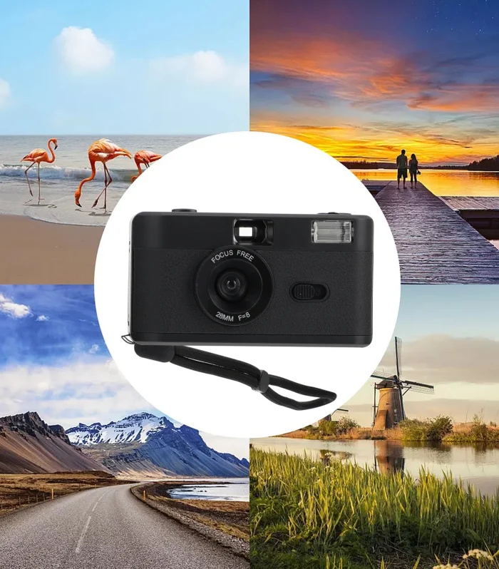 Vintage 35mm Film Camera Reusable Build-in Flash High Grade Material Durable Simple Design Practical Film Camera