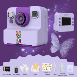 Classic Cute Little Kids Instant Print Camera Painting Photos 1080P HD Dual Camera Thermal Print 32GB Memory Card
